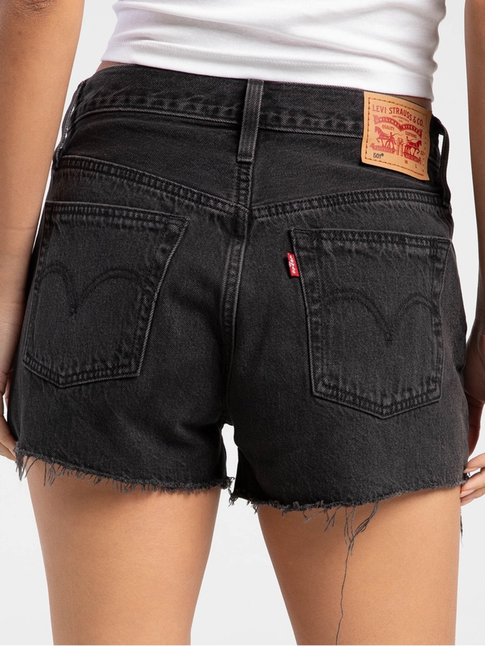 Levi's 501 Black High-Waist Frayed Denim Shorts